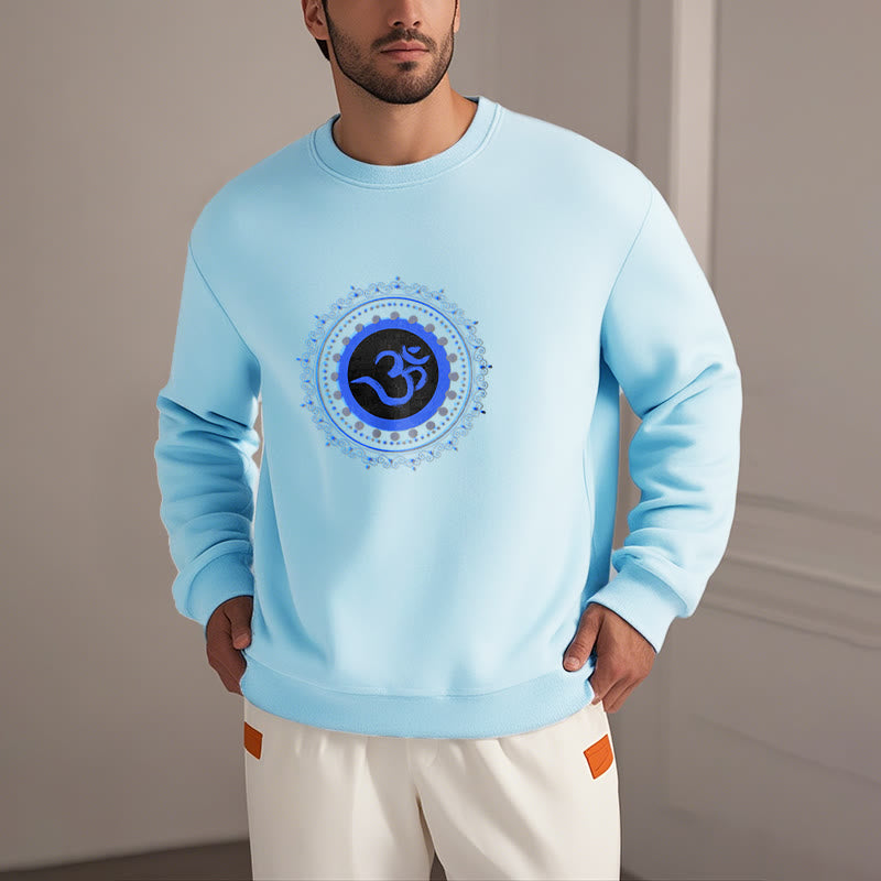 Buddha Stones Om Mandala Pattern Fleece Lined Polyester Sweatshirt