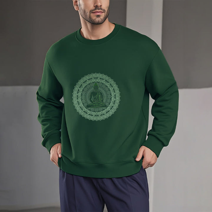 Buddha Stones Mandala Buddha Fleece Lined Polyester Sweatshirt