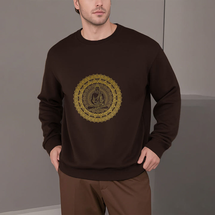 Buddha Stones Mandala Buddha Fleece Lined Polyester Sweatshirt