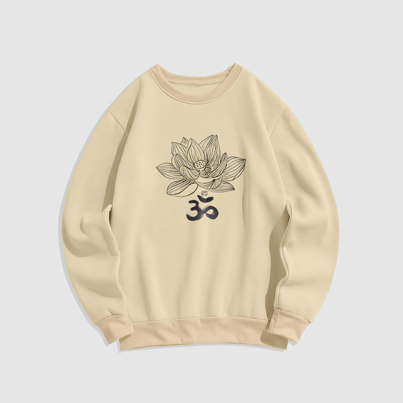 Buddha Stones Om Lotus Sketch Fleece Lined Polyester Sweatshirt