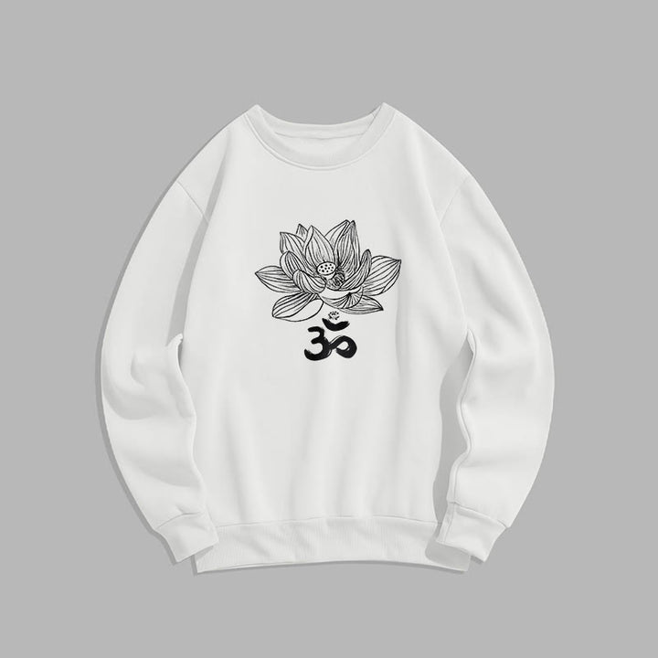 Buddha Stones Om Lotus Sketch Fleece Lined Polyester Sweatshirt