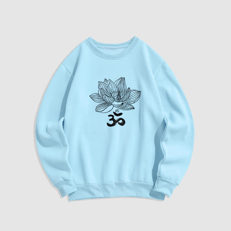 Buddha Stones Om Lotus Sketch Fleece Lined Polyester Sweatshirt