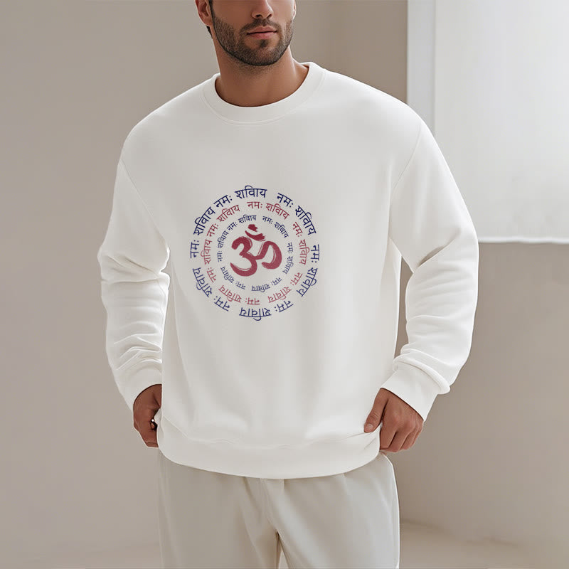 Buddha Stones OM Mantra Character Sanskrit Fleece Lined Polyester Sweatshirt