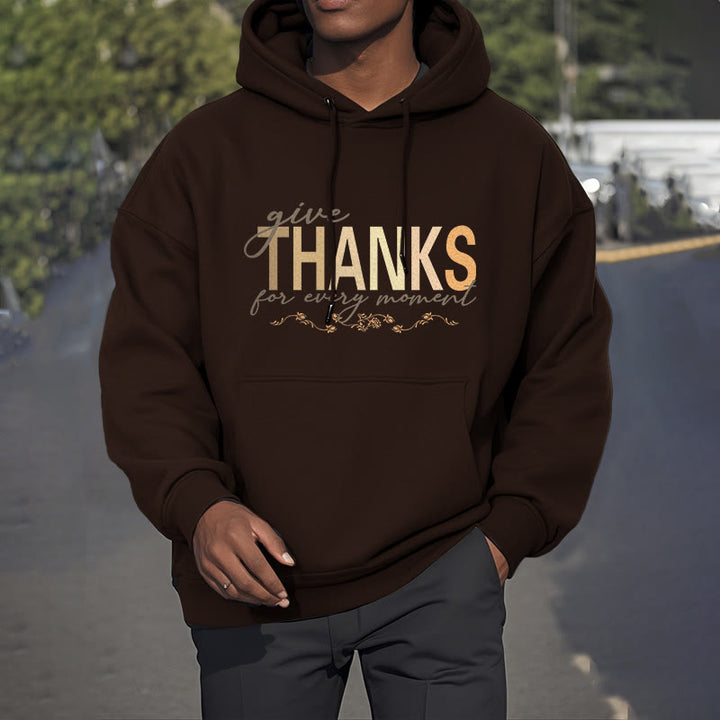 Buddha Stones Give THANKS For Every Moment Fleece Lined Hoodie