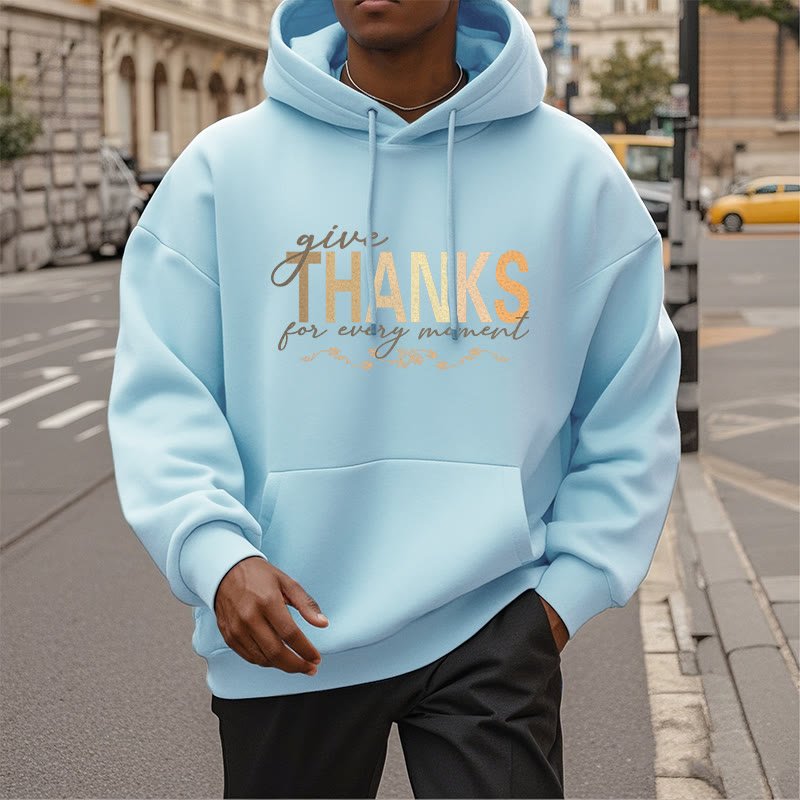 Buddha Stones Give THANKS For Every Moment Fleece Lined Hoodie