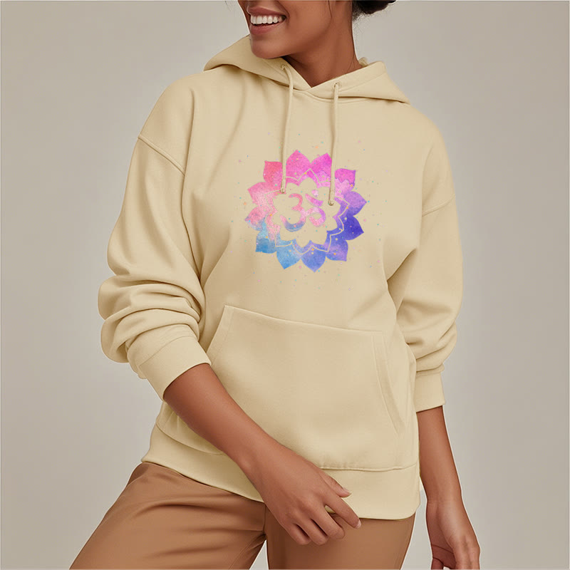 Buddha Stones Om Colorful Lotus Fleece Lined Hoodie