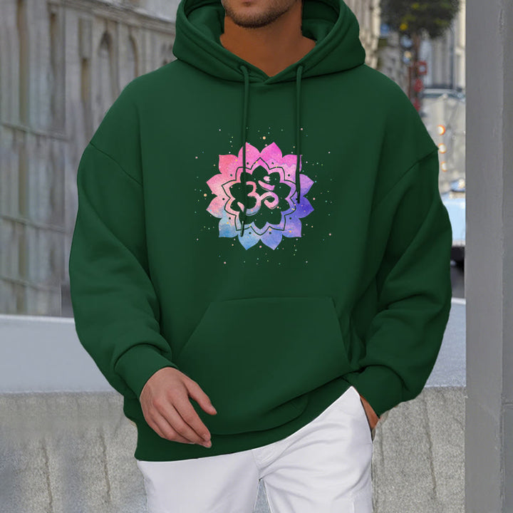 Buddha Stones Om Colorful Lotus Fleece Lined Hoodie