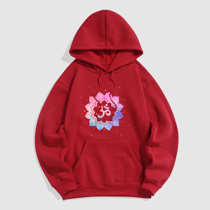 Buddha Stones Om Colorful Lotus Fleece Lined Hoodie