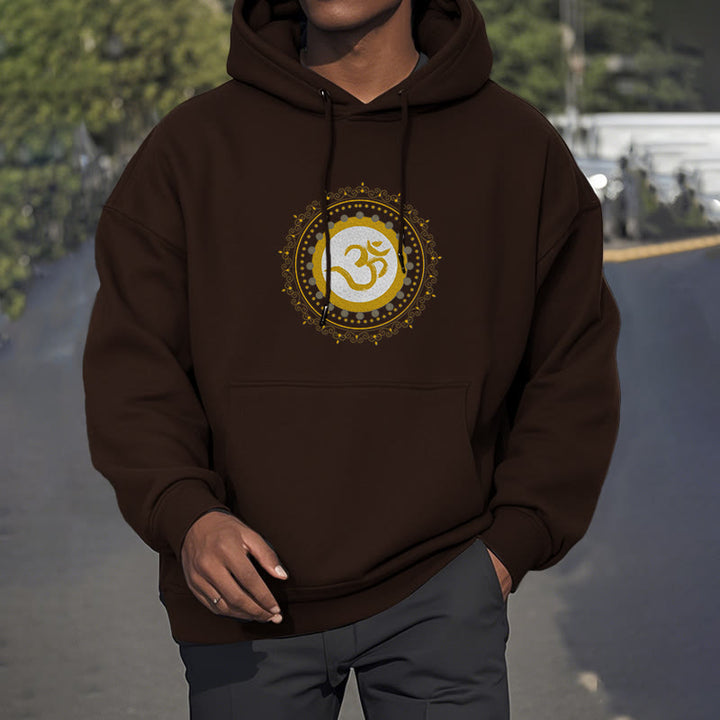 Buddha Stones Om Mandala Pattern Fleece Lined Hoodie