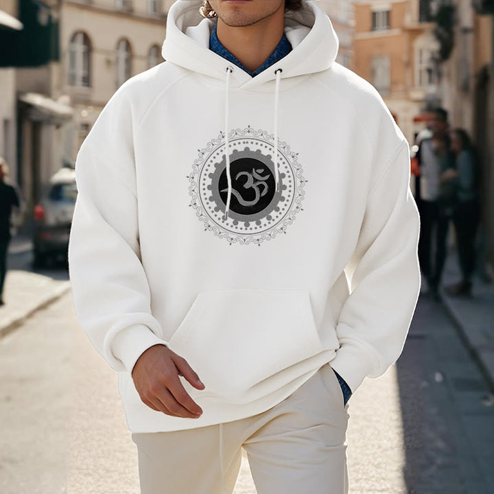 Buddha Stones Om Mandala Pattern Fleece Lined Hoodie