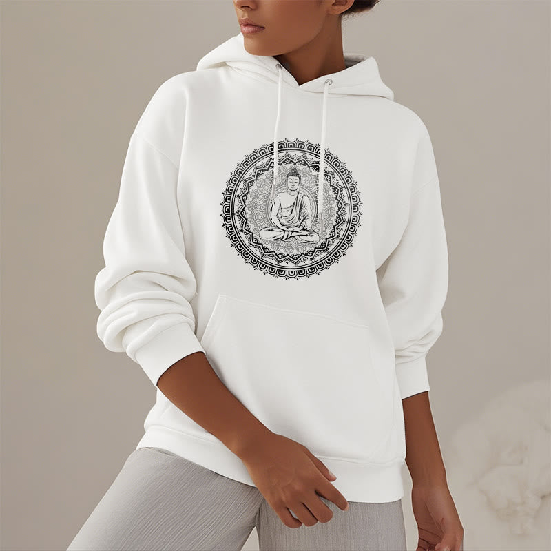 Buddha Stones Mandala Buddha Fleece Lined Hoodie