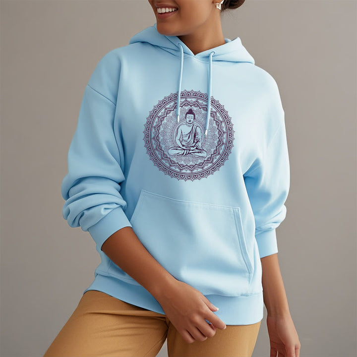 Buddha Stones Mandala Buddha Fleece Lined Hoodie