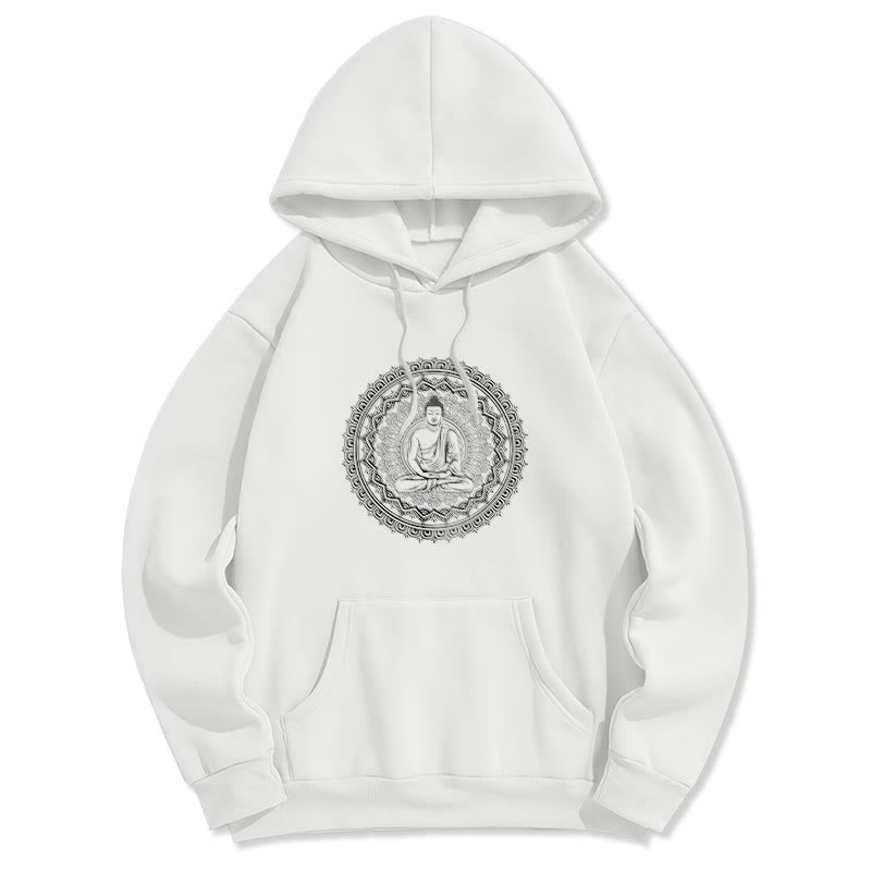 Buddha Stones Mandala Buddha Fleece Lined Hoodie