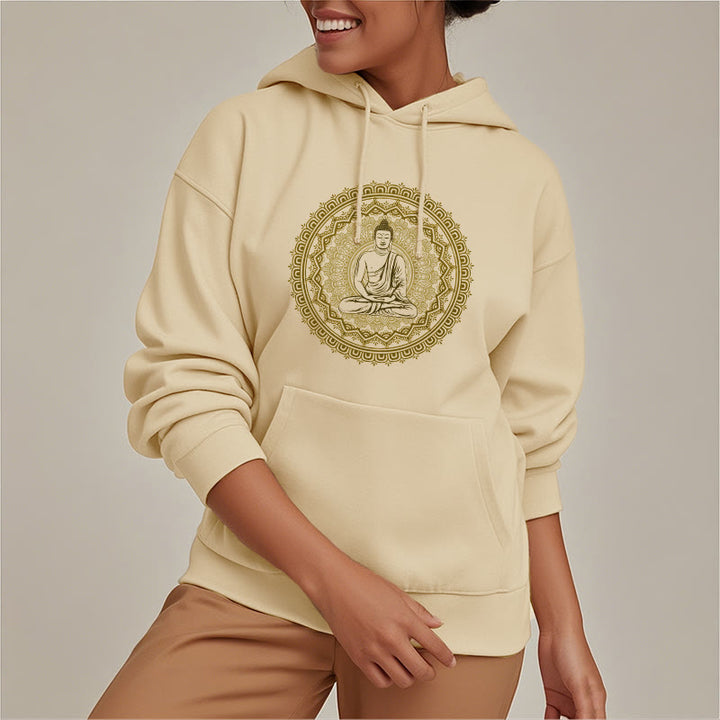 Buddha Stones Mandala Buddha Fleece Lined Hoodie