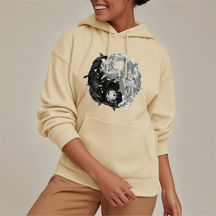 Buddha Stones Yin Yang Koi Fish Interpretation Fleece Lined Hoodie