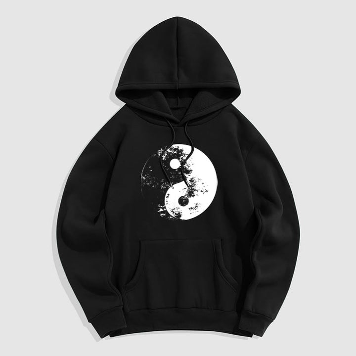 Buddha Stones Yin Yang Tai Chi Pattern Fleece Lined Hoodie