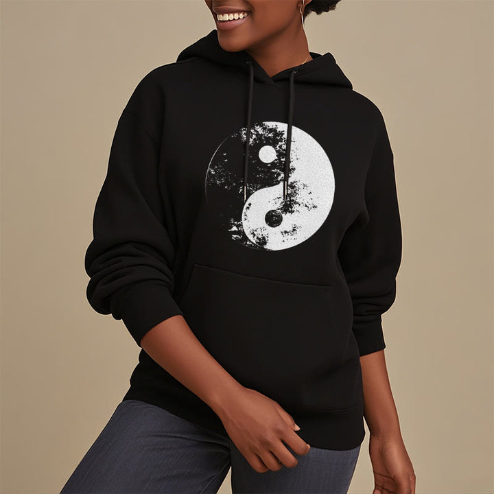 Buddha Stones Yin Yang Tai Chi Pattern Fleece Lined Hoodie