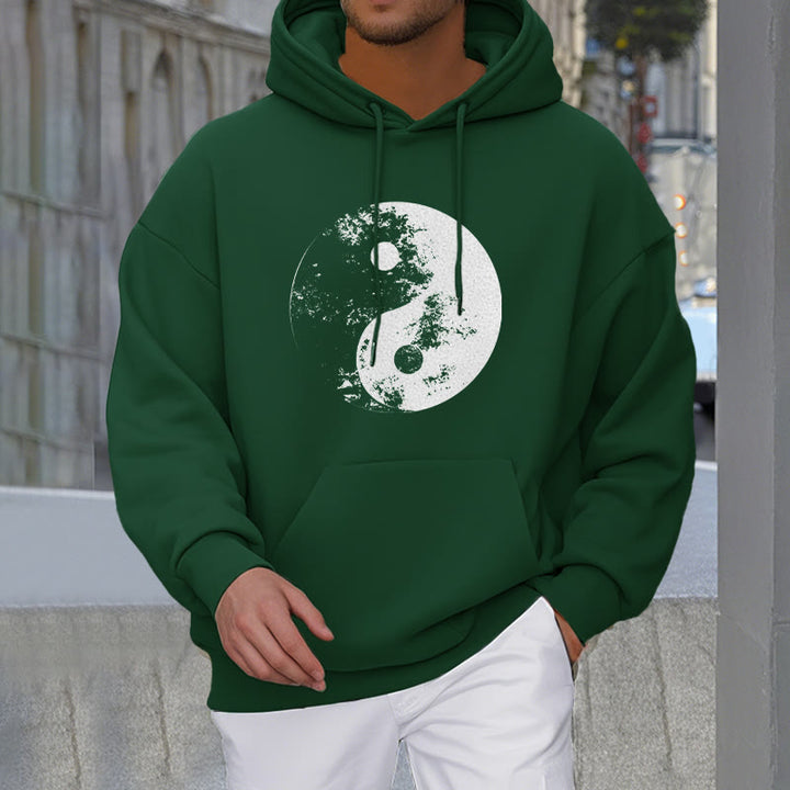 Buddha Stones Yin Yang Tai Chi Pattern Fleece Lined Hoodie