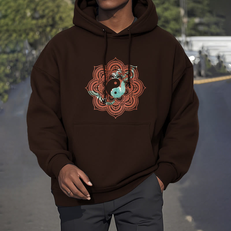 Buddha Stones Mandala Yin Yang Fleece Lined Hoodie