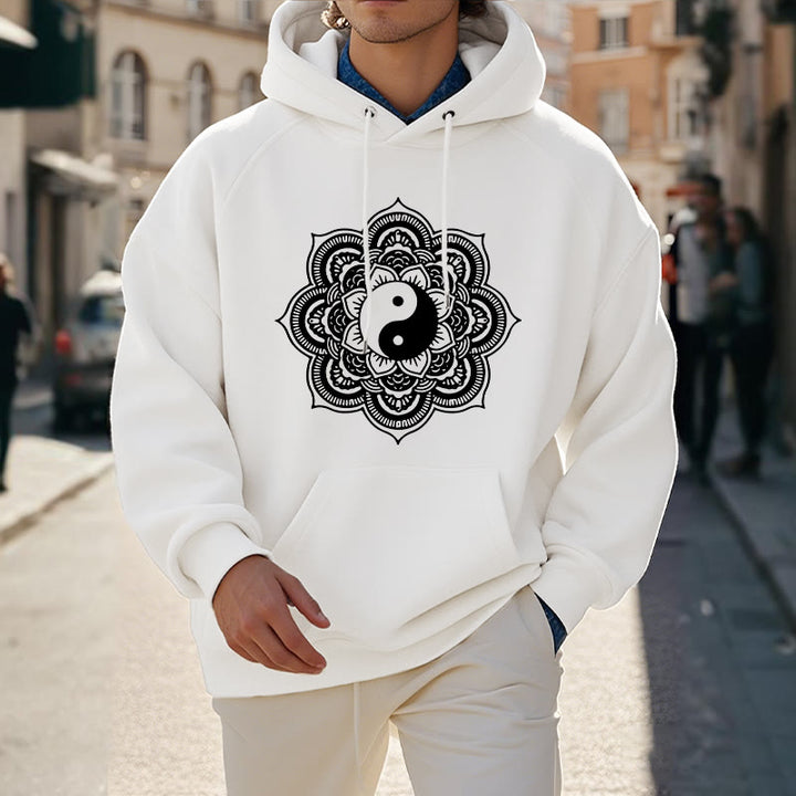 Buddha Stones Mandala Yin Yang Fleece Lined Hoodie