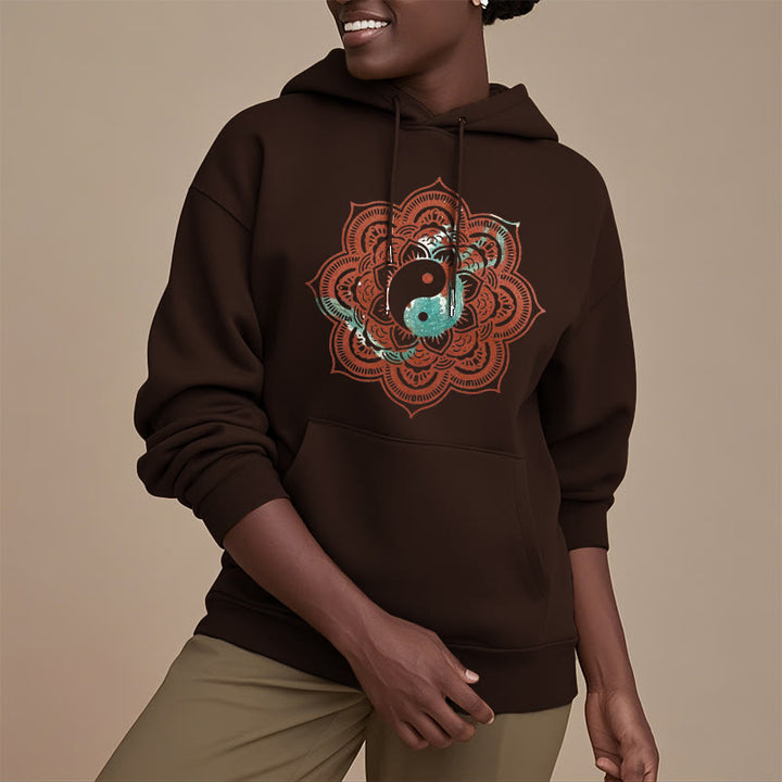 Buddha Stones Mandala Yin Yang Fleece Lined Hoodie