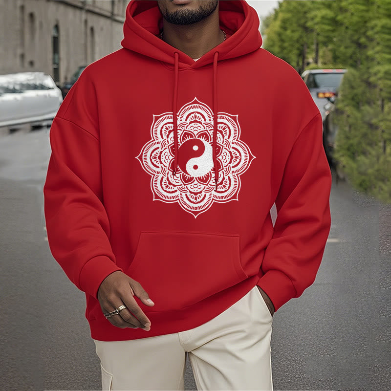 Buddha Stones Mandala Yin Yang Fleece Lined Hoodie