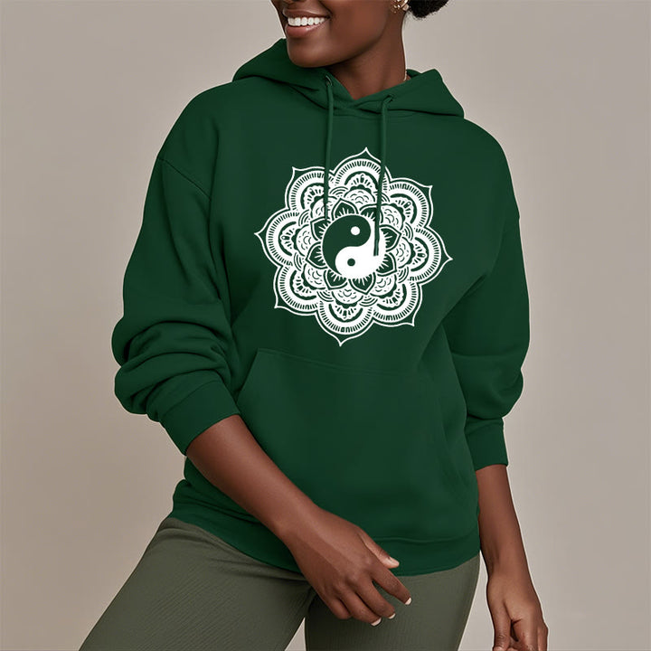 Buddha Stones Mandala Yin Yang Fleece Lined Hoodie