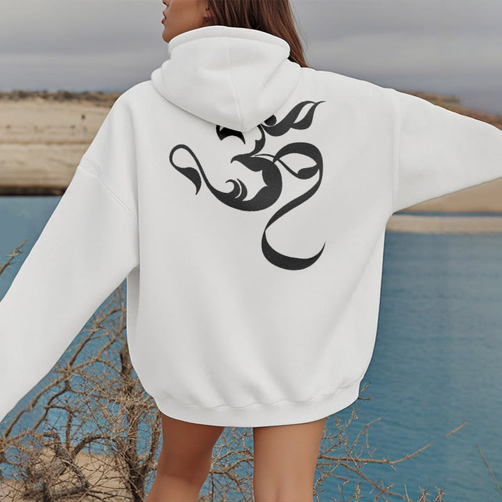 Buddha Stones Om Figure Design Fleece Lined Hoodie