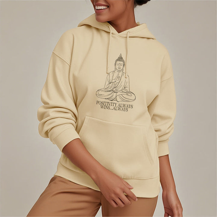 Buddha Stones Positivity Always Wins Always Buddha Polyester Fleece Lined Hoodie