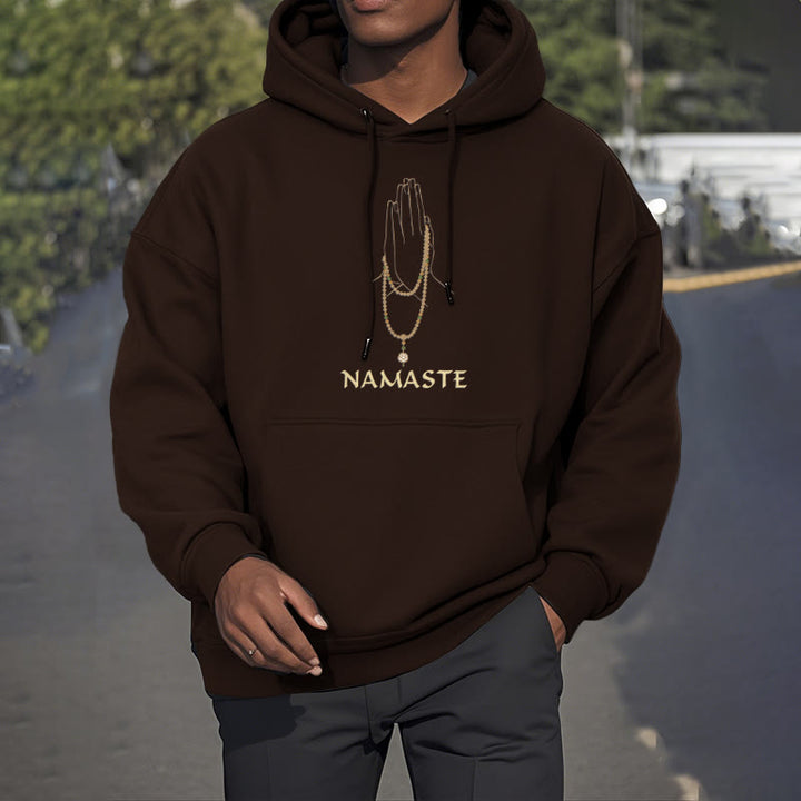 Buddha Stones NAMASTE Polyester Fleece Lined Hoodie