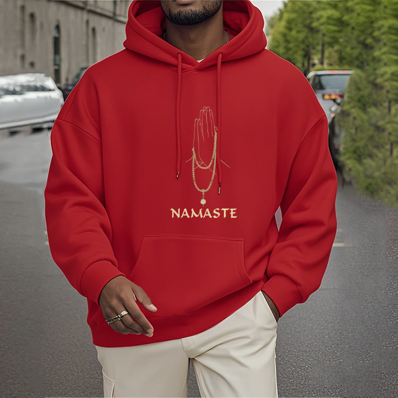 Buddha Stones NAMASTE Polyester Fleece Lined Hoodie