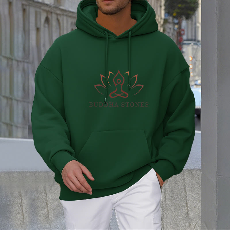 Buddha Stones Lotus Polyester Fleece Lined Hoodie