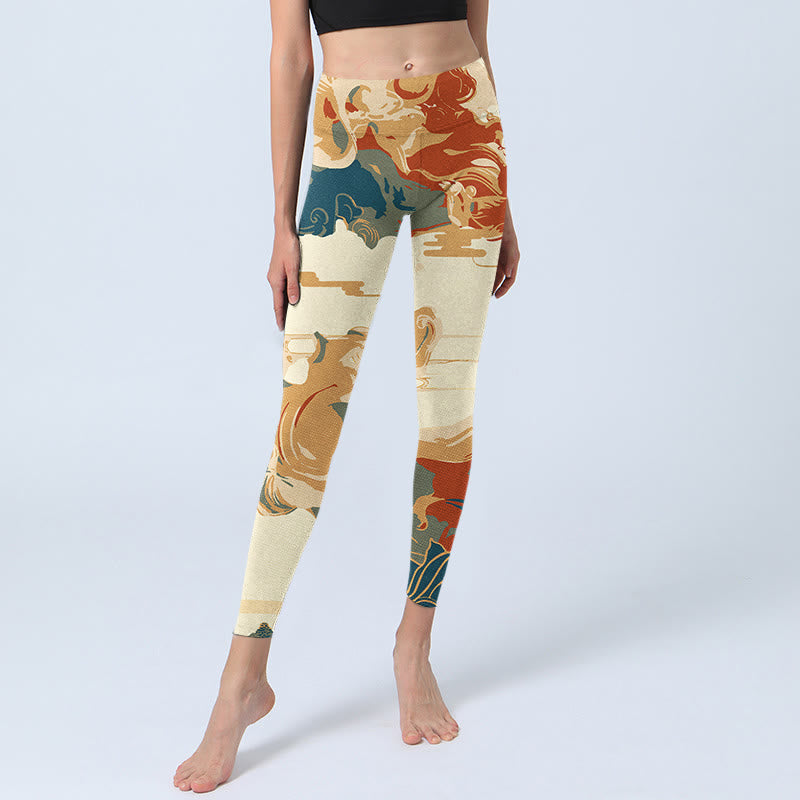 Buddha Stones Colorful Clouds Print Fitness Leggings Women's Yoga Pants - image 6