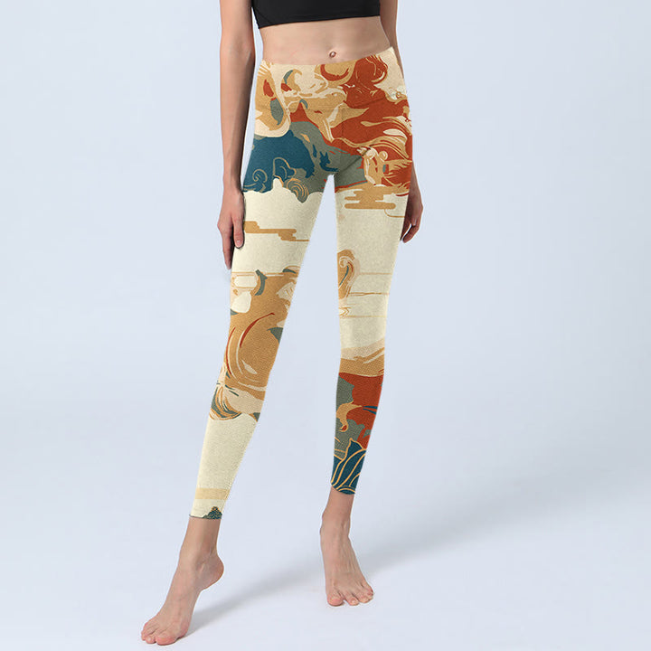 Buddha Stones Colorful Clouds Print Fitness Leggings Women's Yoga Pants - image 6