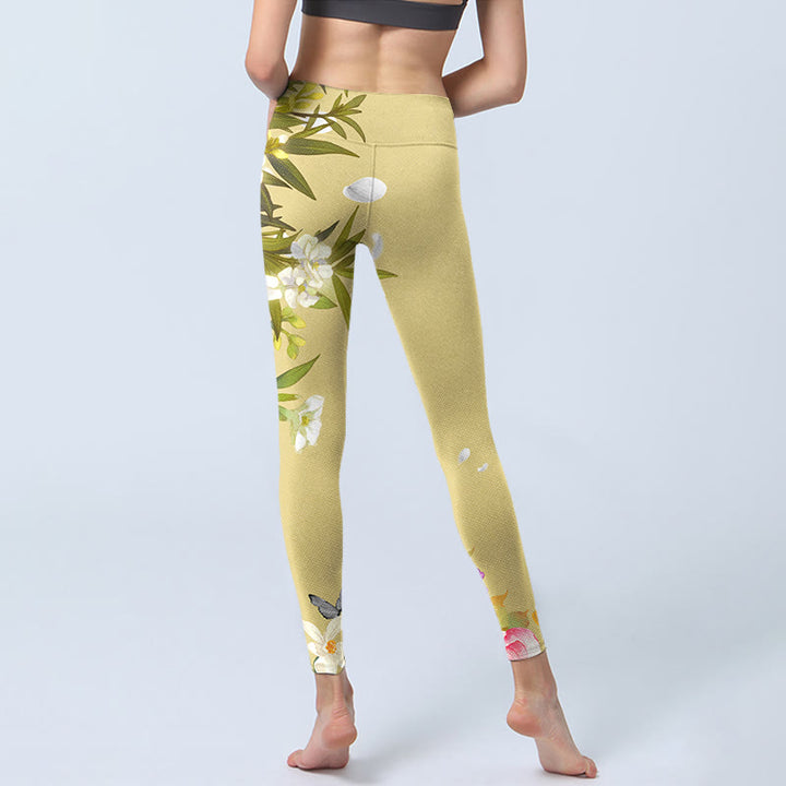 Buddha Stones Flowers Plants Butterfly Print Fitness Leggings Women's Yoga Pants - image 7