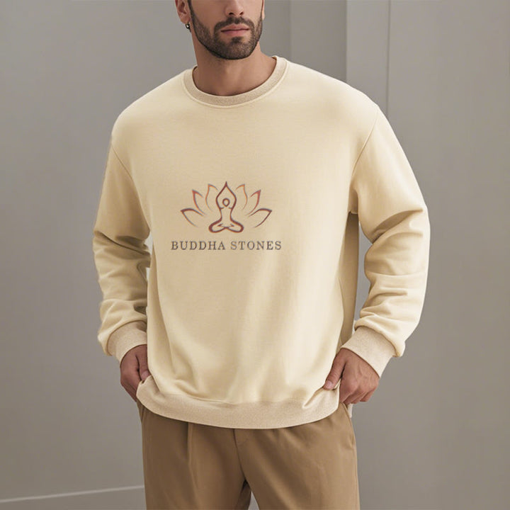 Buddha Stones Pure Color Round Neck Fleece Lined Sweatshirt