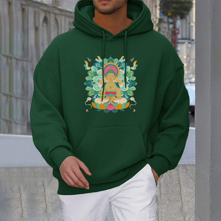 Buddha Stones Butterfly Lotus Buddha-Inspired Fleece Lined Polyester Hoodie