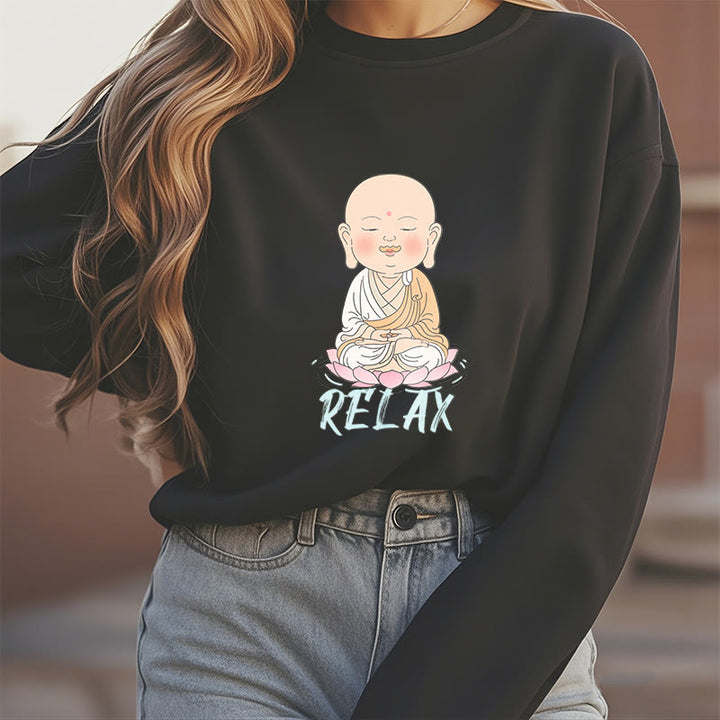 Buddha Stones RELAX Round Neck Fleece Lined Sweatshirt