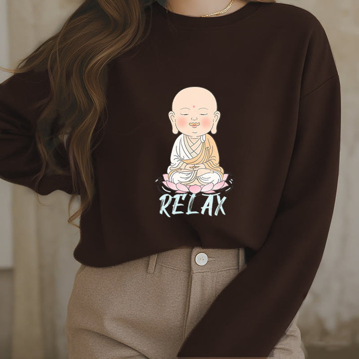 Buddha Stones RELAX Round Neck Fleece Lined Sweatshirt