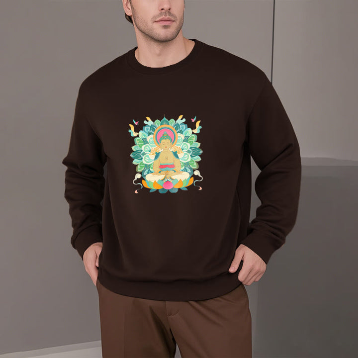 Buddha Stones Butterfly Lotus Buddha-Inspired Fleece Lined Sweatshirt