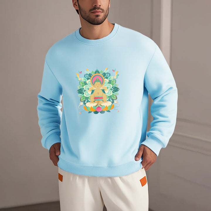 Buddha Stones Butterfly Lotus Buddha-Inspired Fleece Lined Sweatshirt