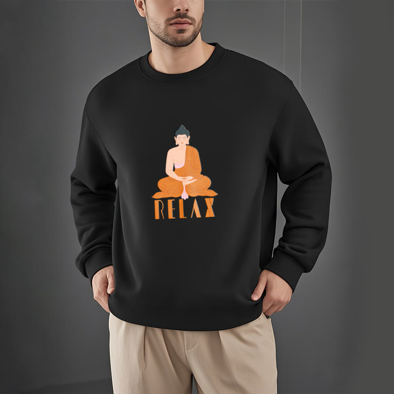 Buddha Stones RELAX Round Neck Fleece Lined Soft Sweatshirt