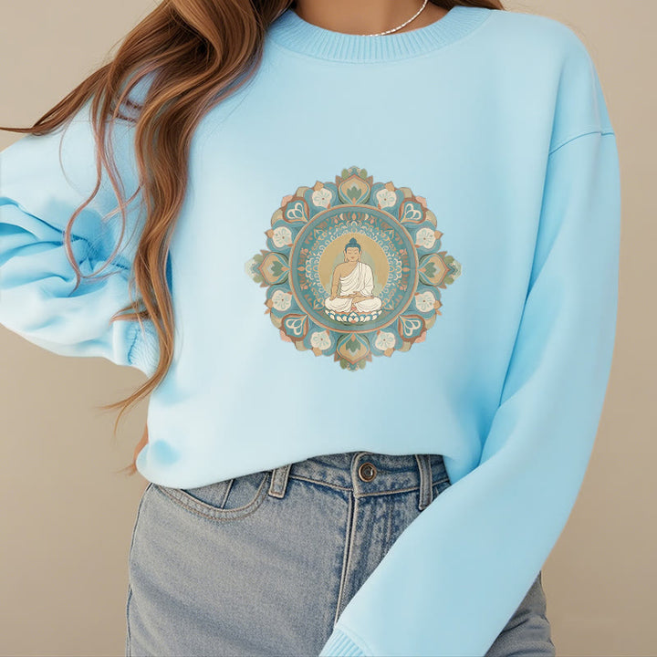 Buddha Stones Mandala Flower Buddha Soft Fleece Lined Sweatshirt