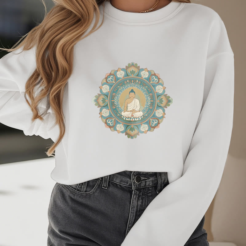 Buddha Stones Mandala Flower Buddha Soft Fleece Lined Sweatshirt