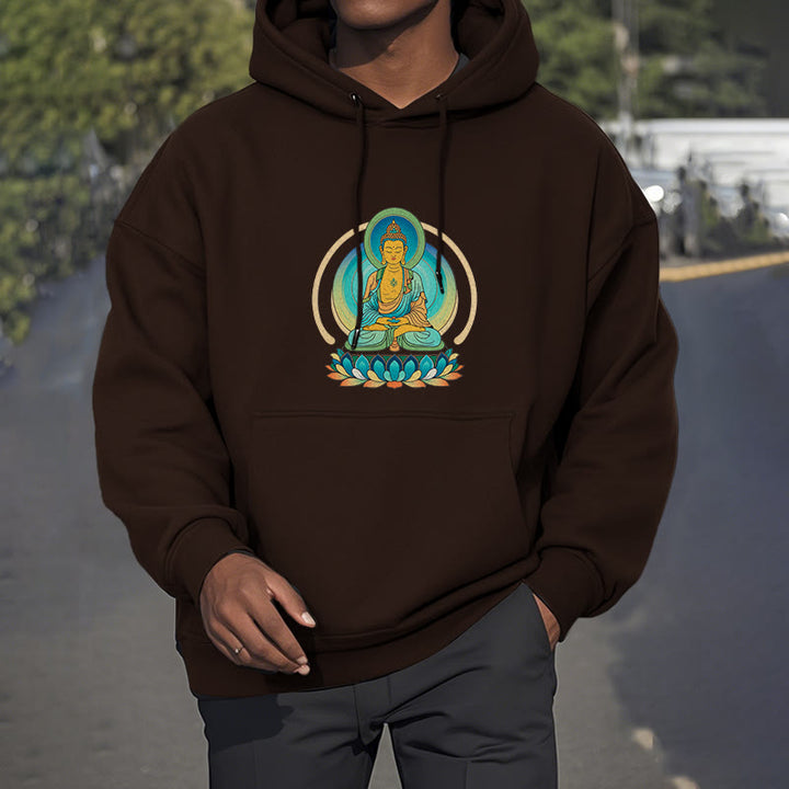 Buddha Stones Lotus Buddha Fleece Lined Polyester Hoodie