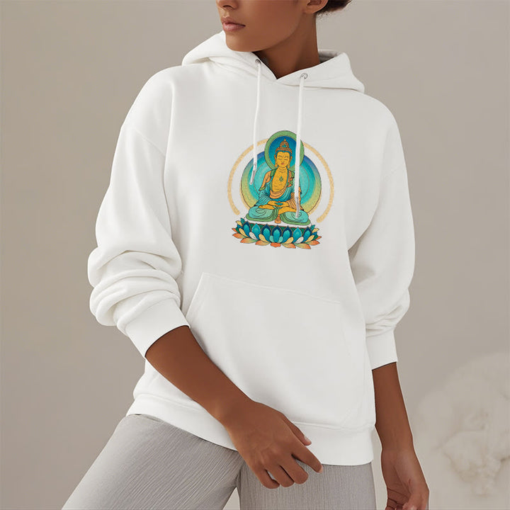 Buddha Stones Lotus Buddha Fleece Lined Polyester Hoodie