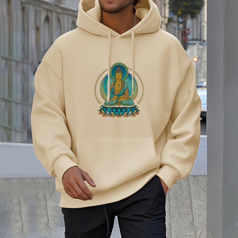 Buddha Stones Lotus Buddha Fleece Lined Polyester Hoodie