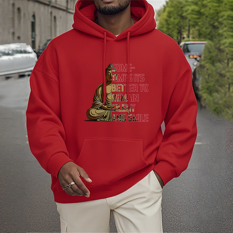 Buddha Stones Sometimes It's Better To Remain Silent And Smile Fleece Lined Polyester Hoodie