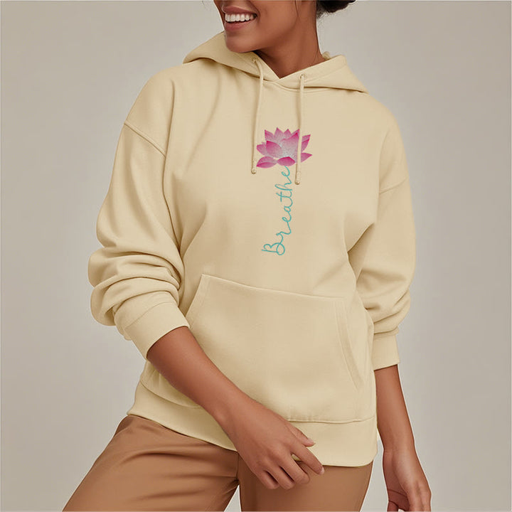 Buddha Stones BREATHE Lotus Fleece Lined Polyester Hoodie