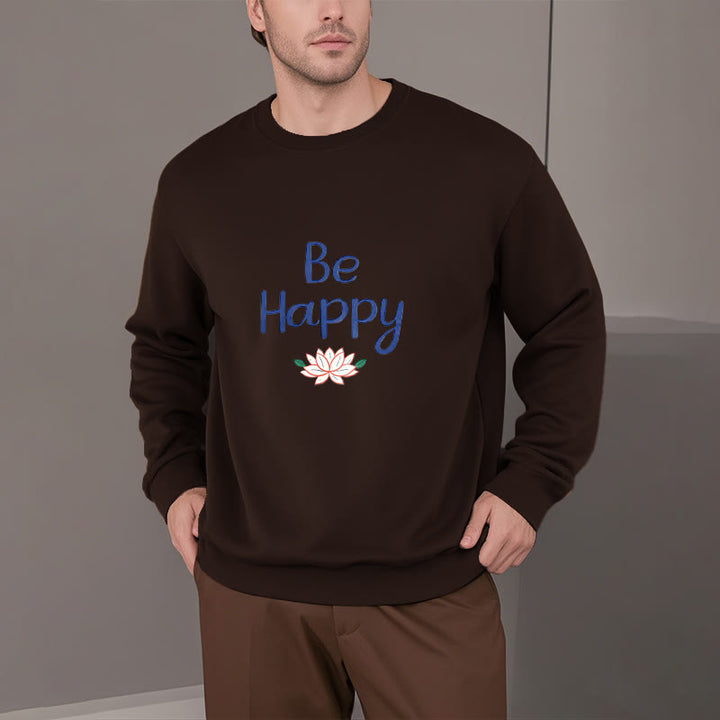 Buddha Stones BE HAPPY Lotus Soft Fleece Lined Sweatshirt